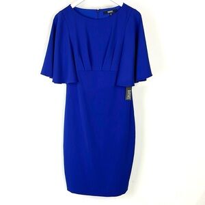 Badgley Mischka Electric Blue Flutter Sleeve Dress